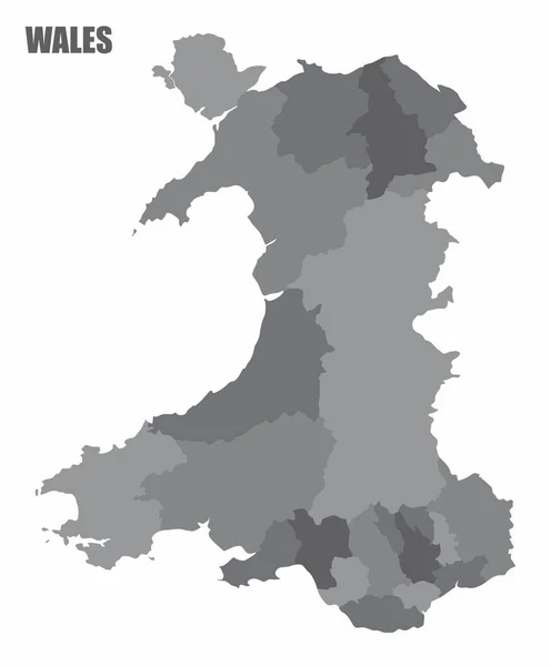 Carte des régions Pays de Galles — Image vectorielle