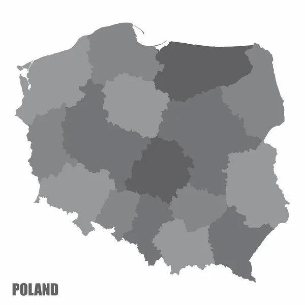 Poland administrative map — Stock Vector