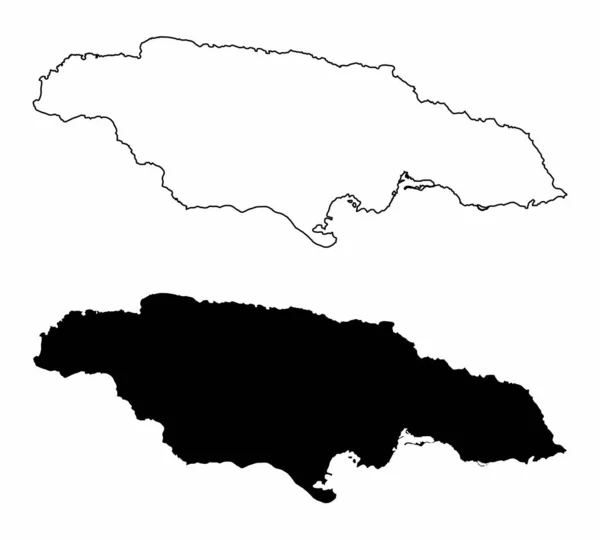 Jamaica silueta mapas — Archivo Imágenes Vectoriales