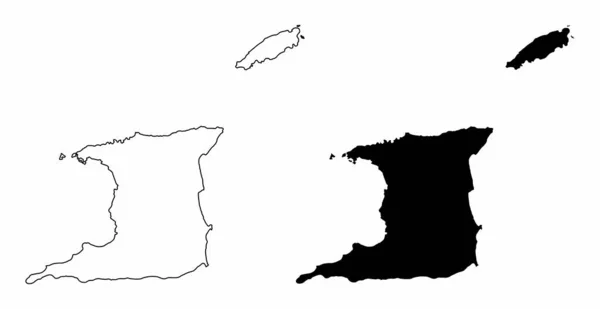 トリニダードとトバゴのシルエット地図 — ストックベクタ