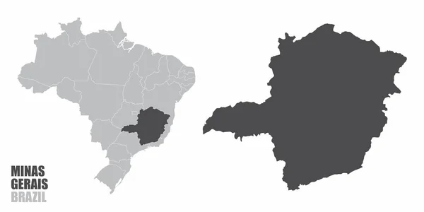 Minas Gerais Brasil mapa — Vector de stock