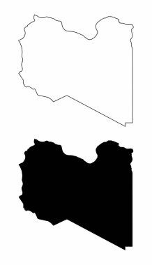 Libya siyah beyaz siluet haritaları