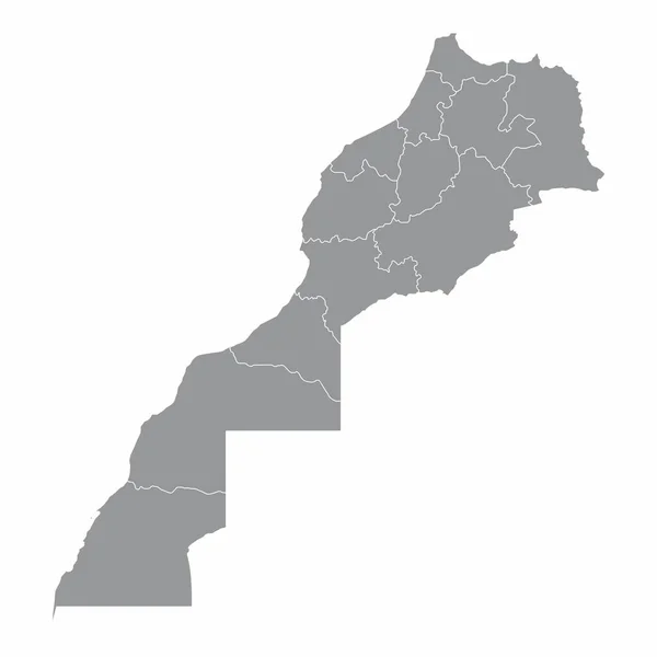 Mapa Aislado Marruecos Dividido Regiones Con Sahara Occidental — Vector de stock