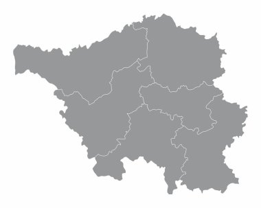 Saarland haritası Almanya 'nın çeşitli bölgelerine ayrılmış durumda.
