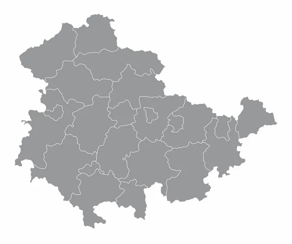 Carte Isolée Thuringe Divisée Districts Allemagne — Image vectorielle