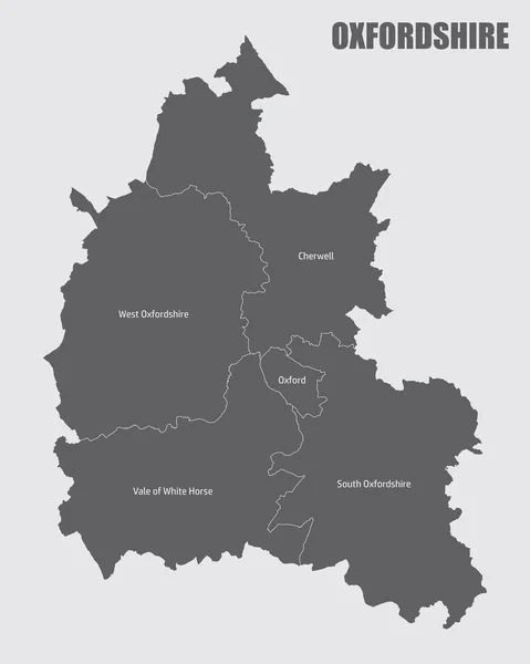 Mapa Aislado Del Condado Oxfordshire Dividido Distritos Con Etiquetas Inglaterra — Vector de stock