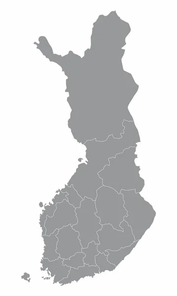 Mapa Administrativo Finlandia Aislado Sobre Fondo Blanco — Vector de stock