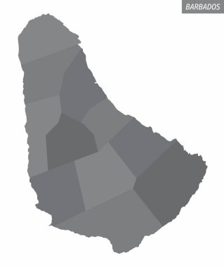 Barbados 'un idari haritası gri tonda bölündü