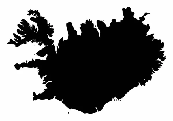 Islande Carte Silhouette Sombre Isolée Sur Fond Blanc — Image vectorielle