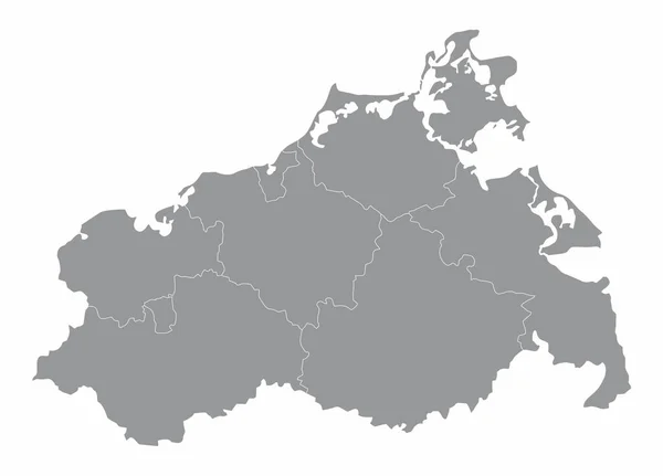 Meklemburgia Pomorze Przednie Mapa Administracyjna Odizolowana Białym Tle Niemcy — Wektor stockowy