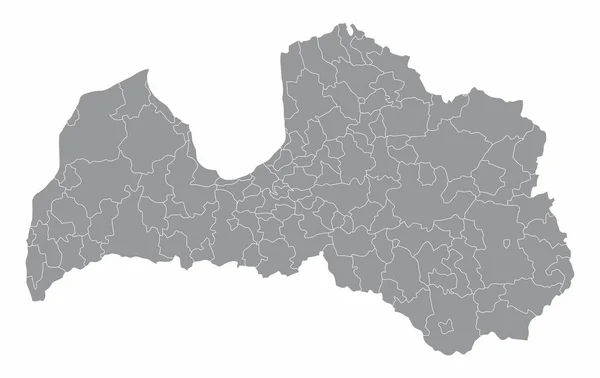 白い背景に隔離されたラトビア行政地図 — ストックベクタ