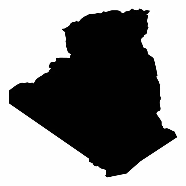 アルジェリア白い背景に孤立した暗いシルエットの地図 — ストックベクタ