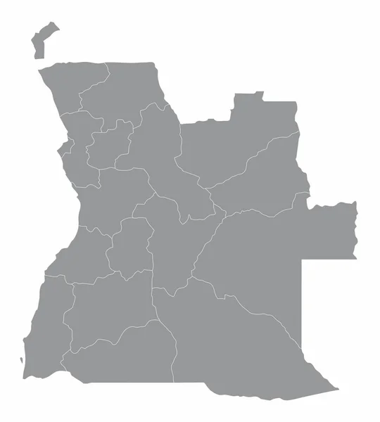 Angolas Administrativa Karta Isolerad Vit Bakgrund — Stock vektor