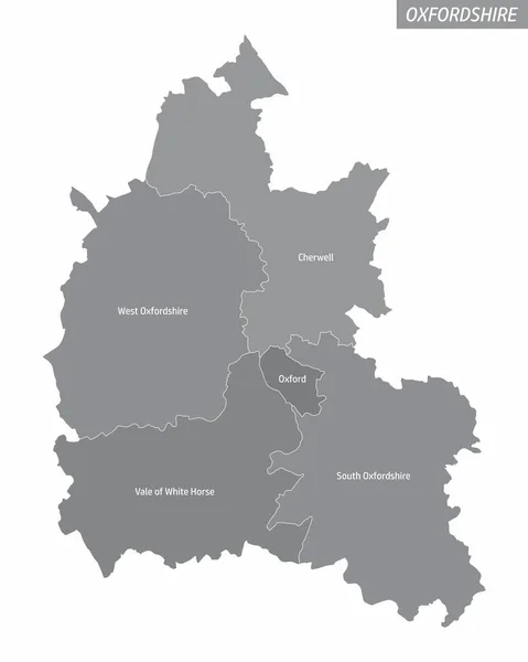 Mapa Administrativo Del Condado Oxfordshire Aislado Sobre Fondo Blanco Inglaterra — Vector de stock