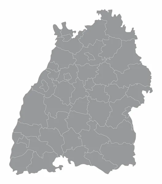 Baden Wurttemberg Państwowa Mapa Administracyjna Odizolowana Białym Tle — Wektor stockowy