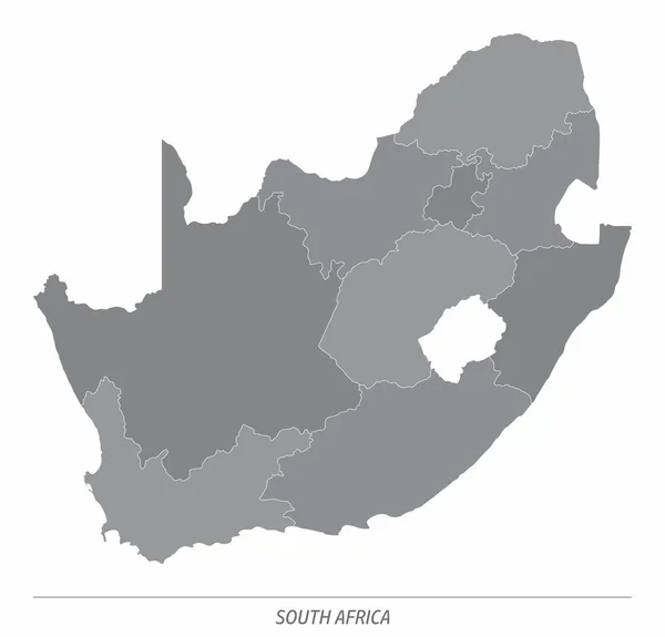 남아프리카 공화국의 지도는 회색으로 나뉘어 바탕에 떨어져 — 스톡 벡터