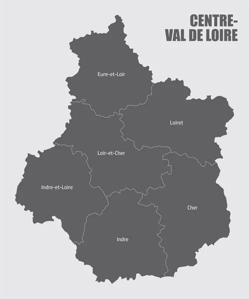 Centre Val Loire Administrative Map Divided Departments Labels France — Vector de stock