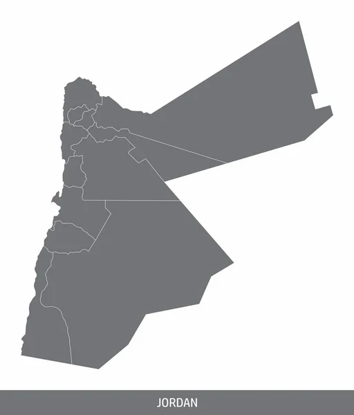 Ιορδανία Διοικητικός Χάρτης Απομονωμένος Λευκό Φόντο — Διανυσματικό Αρχείο