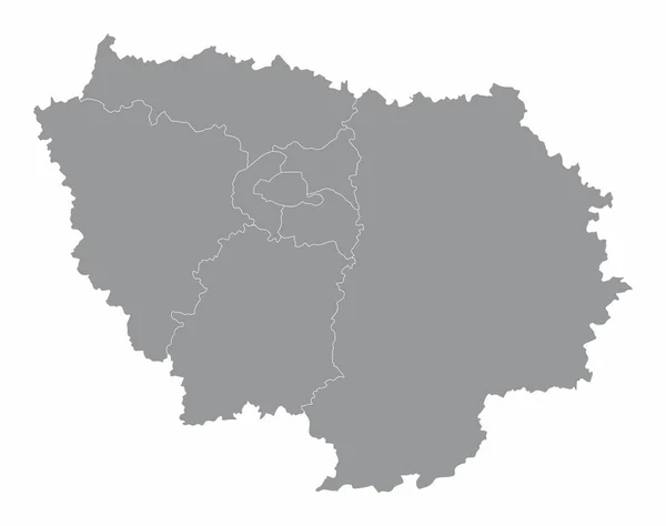 Carte Administrative Ile France Isolée Sur Fond Blanc France — Image vectorielle