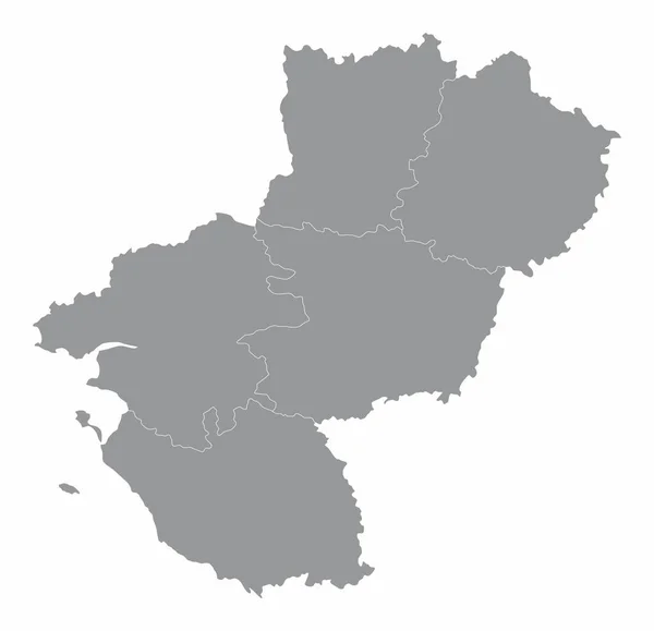 Carte Administrative Pays Loire Isolée Sur Fond Blanc France — Image vectorielle