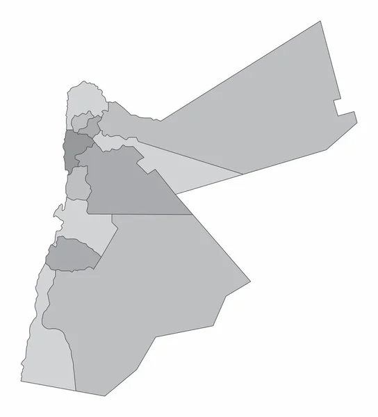 ヨルダン行政グレースケールマップ白地に孤立 — ストックベクタ