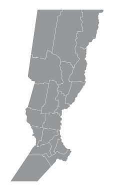 Beyaz arka planda izole edilmiş Santa Fe idari haritası, Arjantin