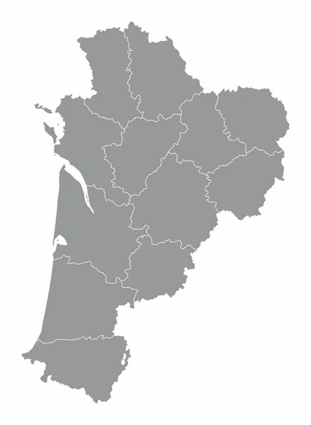 아키텐 Nouvelle Aquitaine 지도는 배경에 분리되어 프랑스 — 스톡 벡터