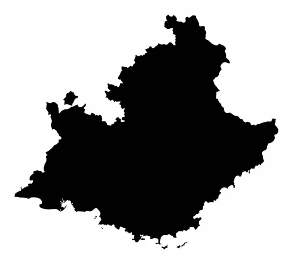 Provence Alpes Cote Dazur Dark Silhouette Map Isolated White Background — 图库矢量图片