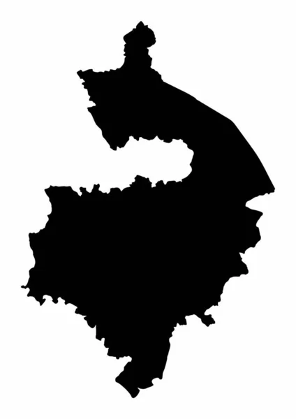 Warwickshire County Mapa Silhueta Escura Isolado Fundo Branco Inglaterra — Vetor de Stock