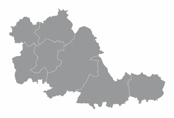 West Midlands Mapa Administrativo Condado Isolado Fundo Branco Inglaterra —  Vetores de Stock