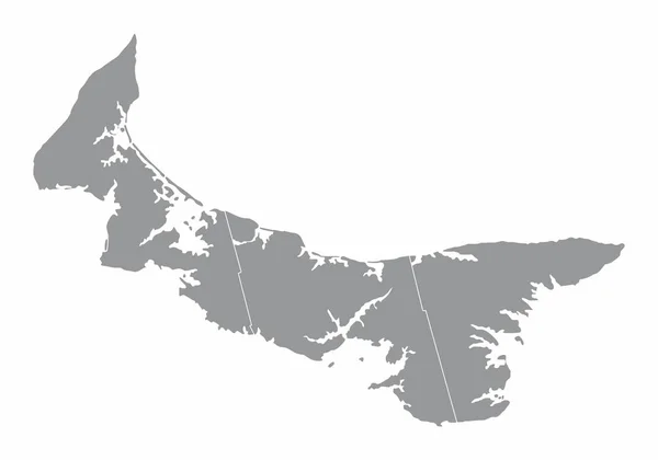 爱德华王子岛行政地图 白色背景 加拿大 — 图库矢量图片