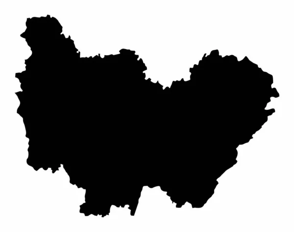 Bourgogne Franche Comte Dark Silhouette Map Isolated White Background France — Stock Vector