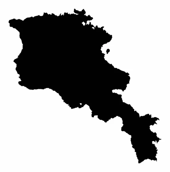 Armenia Dark Silhouette Map Isolated White Background — Vector de stock