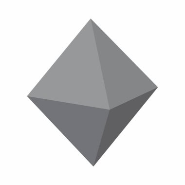 Sekizyüzlü. Beyaz arkaplanda 3B gri tonlama çizimi.