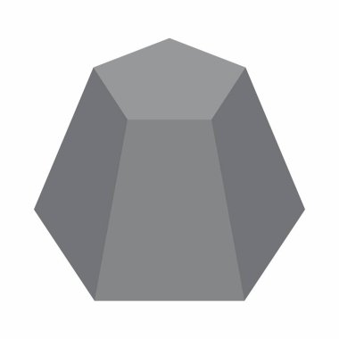 Küçültülmüş beşgen piramit. Beyaz arkaplanda 3B gri tonlama çizimi.