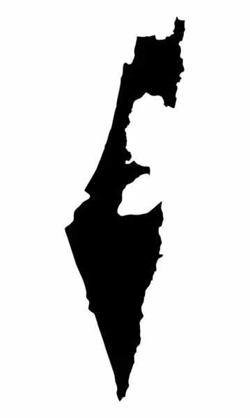 白い背景に隔離されたイスラエルの暗いシルエットマップ — ストックベクタ