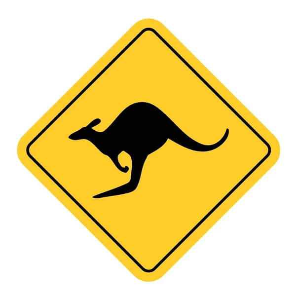 Kangaroo Traffic Sign Isolated White Background — Stock Vector