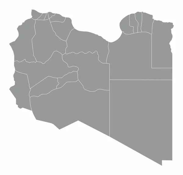 白い背景に隔離されたリビア行政地図 — ストックベクタ