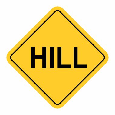 Tepedeki trafik işareti beyaz arkaplanda izole edildi