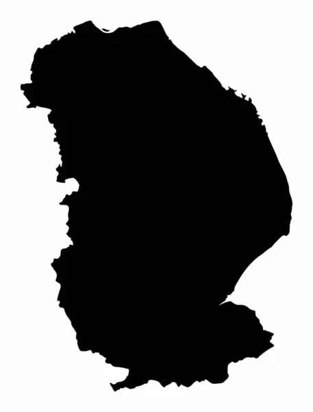 링컨셔 실루엣 지도가 배경에 분리되어 — 스톡 벡터