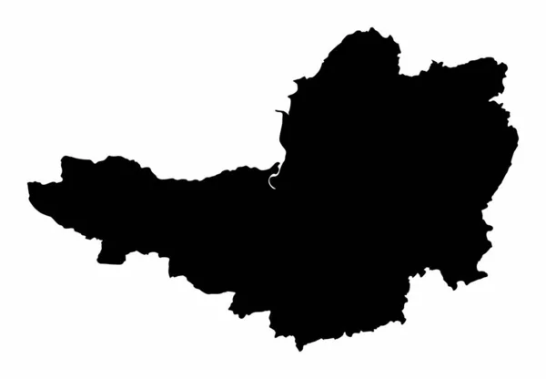 Mapa Silueta Del Condado Somerset Aislado Sobre Fondo Blanco Inglaterra — Vector de stock