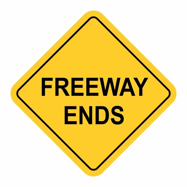 Freeway Ends Verkehrsschild Isoliert Auf Weißem Hintergrund — Stockvektor