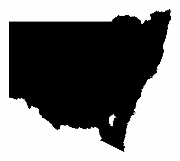 Mappa Della Silhouette Scura Del Nuovo Galles Del Sud Isolata — Vettoriale Stock