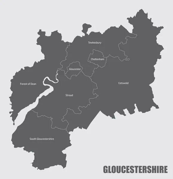 Mapa Aislado Del Condado Gloucestershire Dividido Distritos Con Etiquetas Inglaterra — Archivo Imágenes Vectoriales