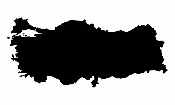 Carte Silhouette Turquie Isolée Sur Fond Blanc — Image vectorielle