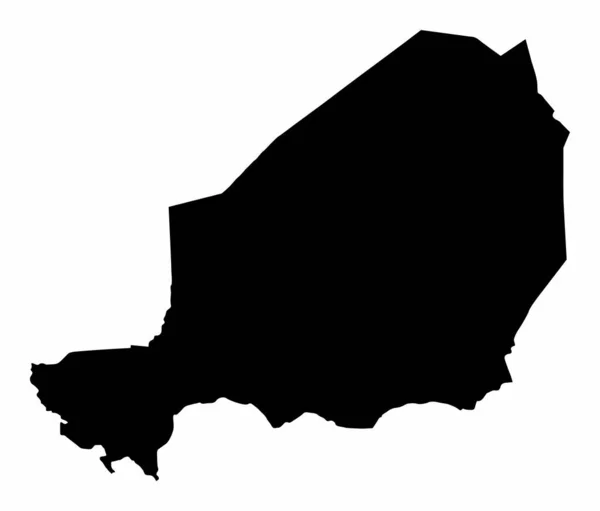 Карта Силуэта Нигера Изолирована Белом Фоне — стоковый вектор