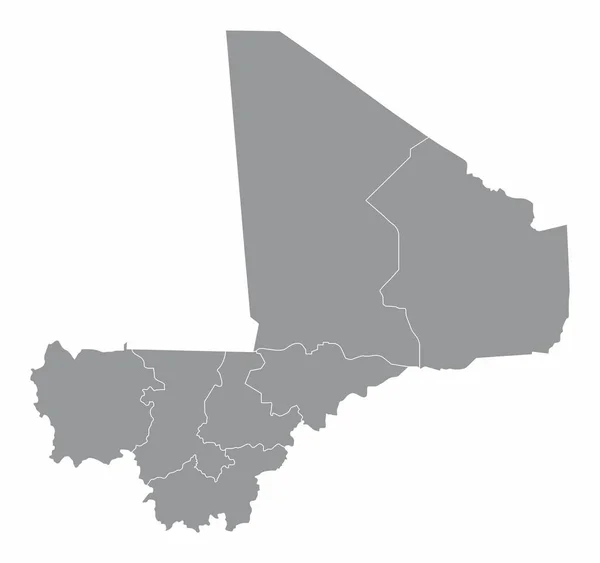 Mali Carte Administrative Isolée Sur Fond Blanc — Image vectorielle