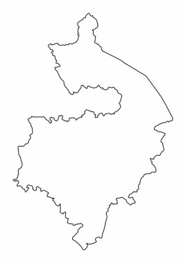 Warwickshire ilçesi, ana hat haritası beyaz arka planda izole edilmiş, İngiltere