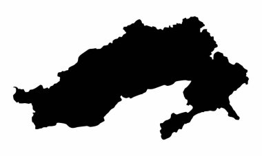 Arunachal Pradesh siluet haritası beyaz arka planda, Hindistan