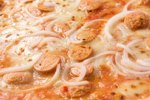 Delicious Pizza Frankfurter Onion — Stock Photo, Image